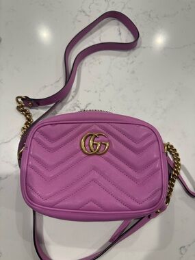 Gucci Lavender Chevron GG Marmont Crossbody Bag